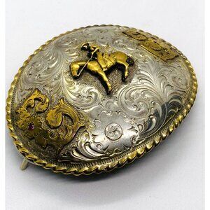 Eureka Rodeo Large Belt Buckle Sterling Silver 925
